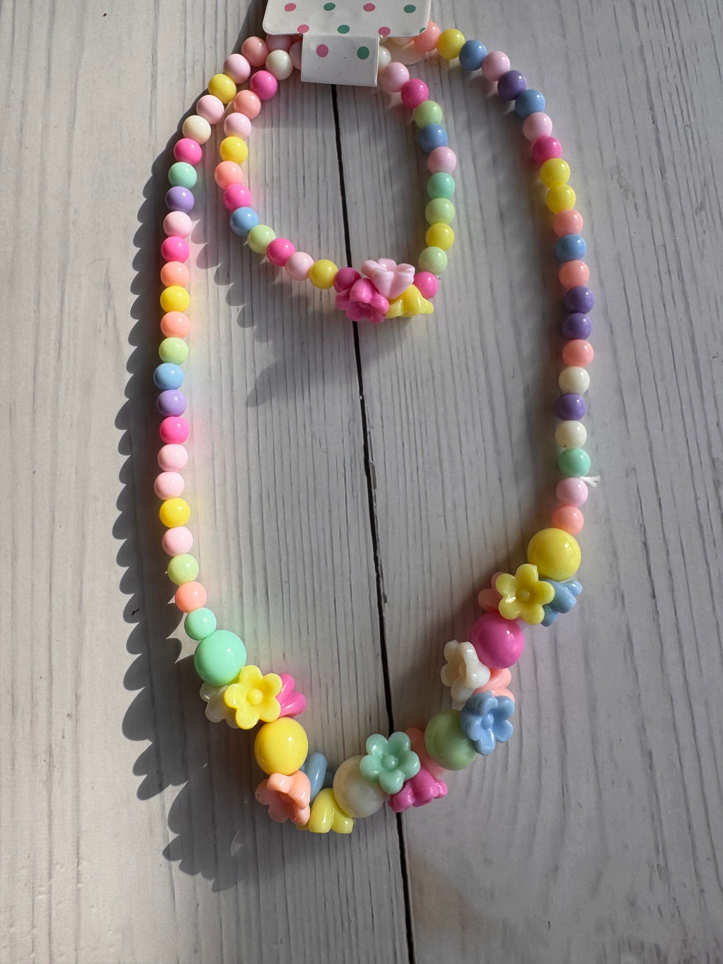 Pastel flower Jewelry Set - Necklace & Bracelet