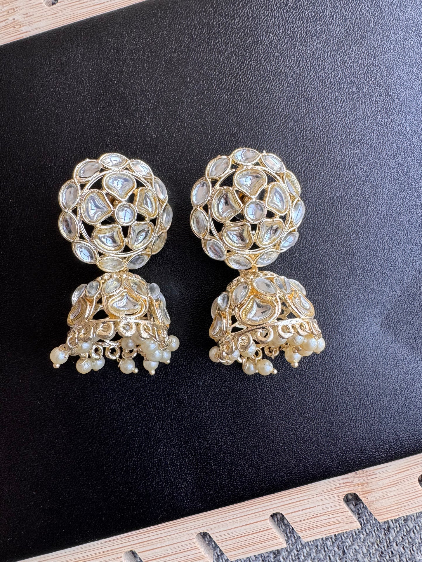 The Zari Kundan & Pearl Mesh Jhumkas