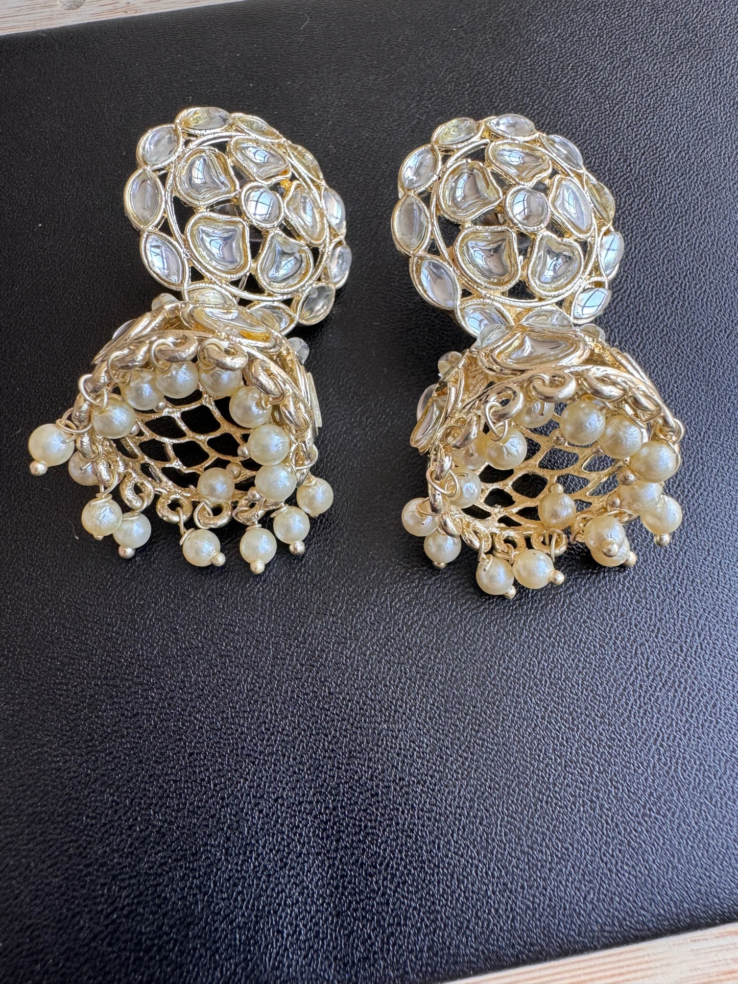 The Zari Kundan & Pearl Mesh Jhumkas