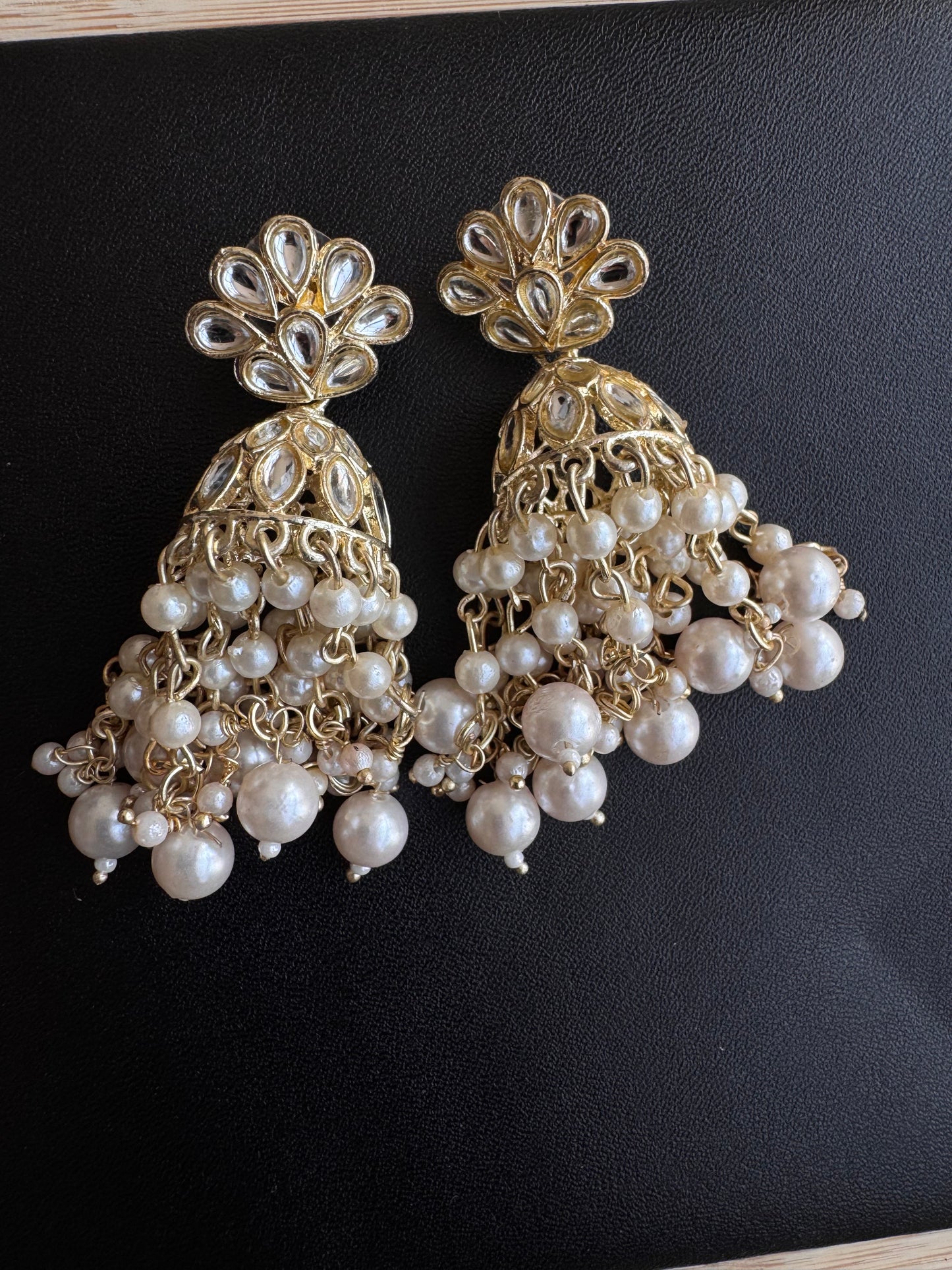 The Apsara Kundan & Pearl Cascade Jhumkas