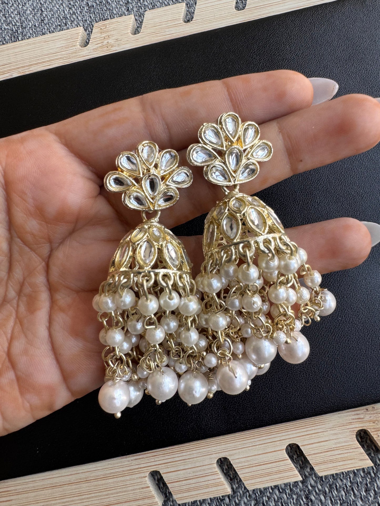 The Apsara Kundan & Pearl Cascade Jhumkas
