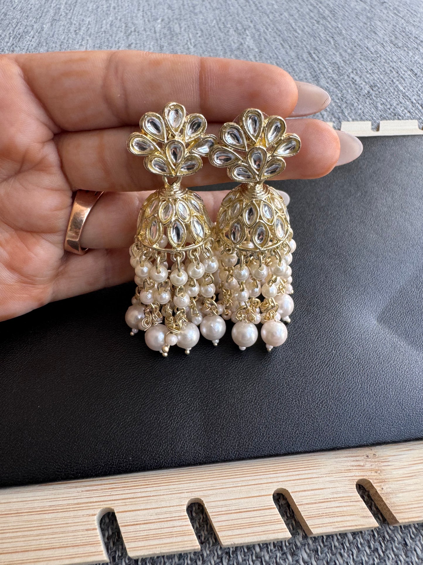 The Apsara Kundan & Pearl Cascade Jhumkas
