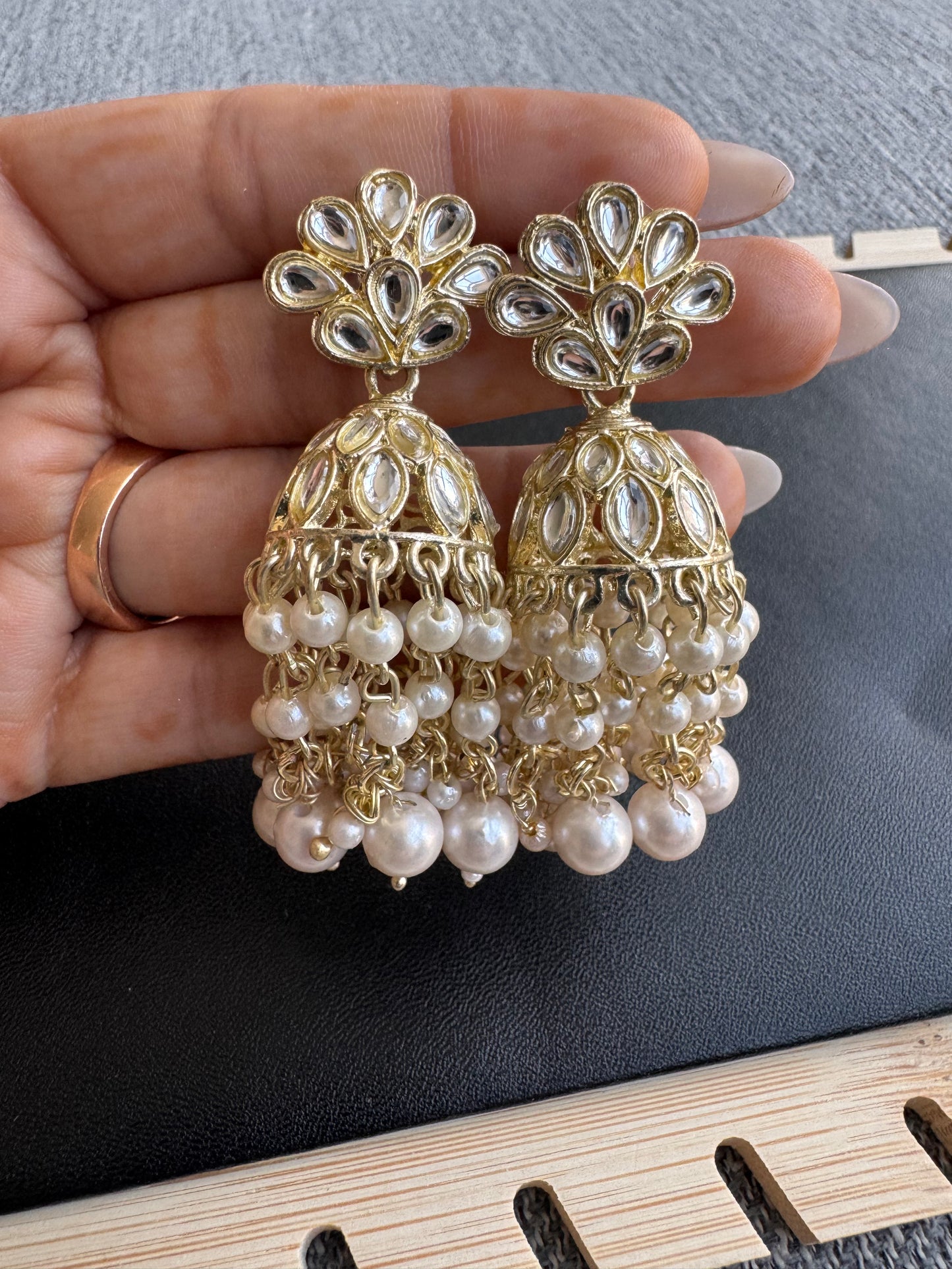 The Apsara Kundan & Pearl Cascade Jhumkas