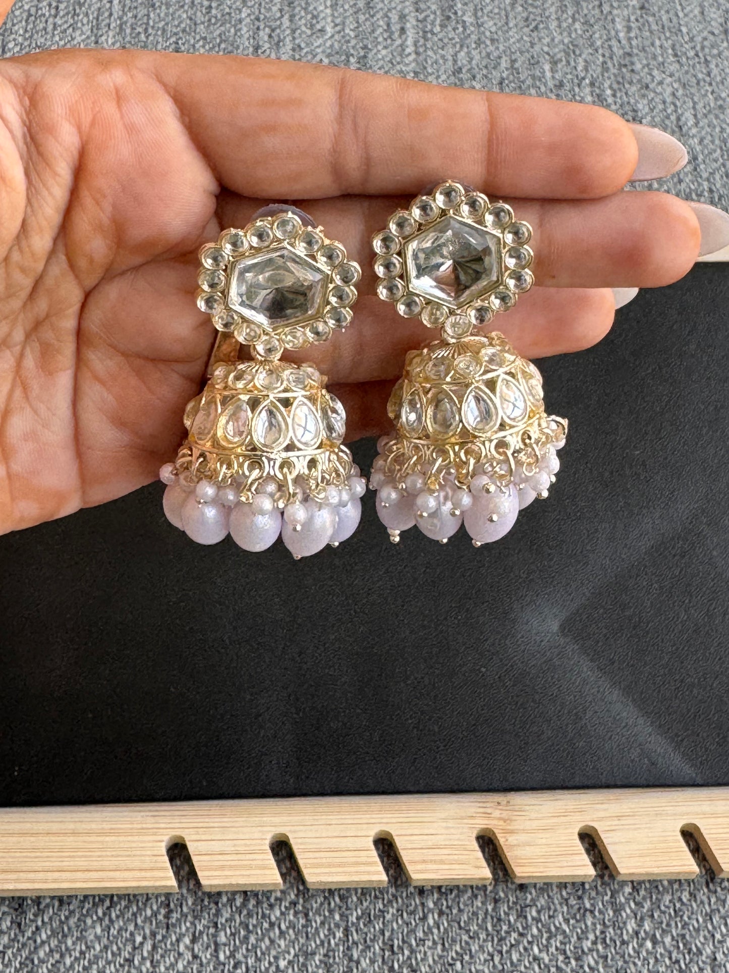 The Gulab Kundan & White Jhumkas