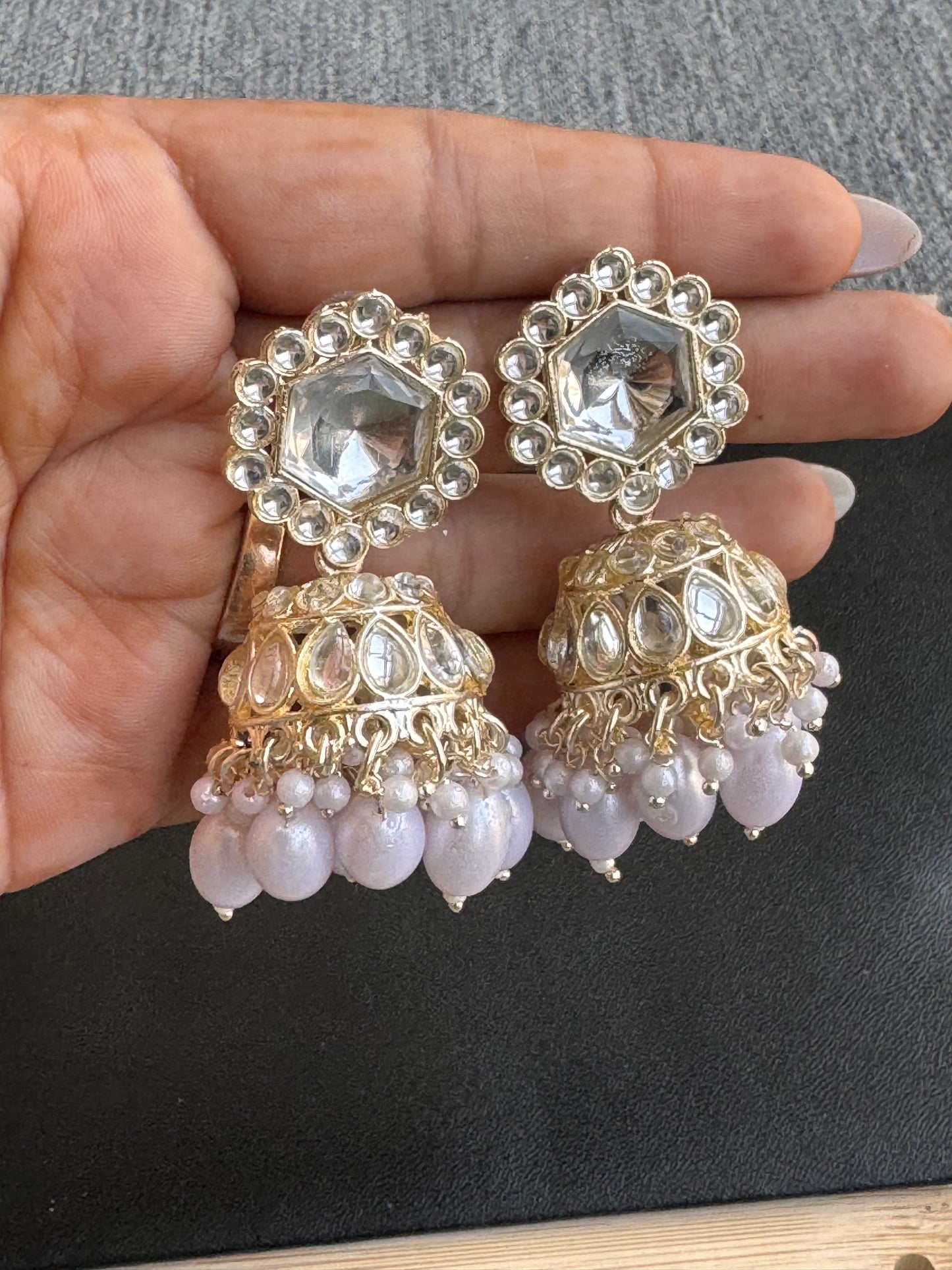 The Gulab Kundan & White Jhumkas