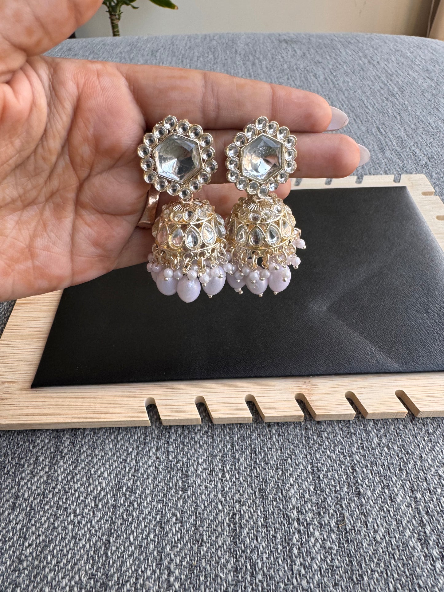 The Gulab Kundan & White Jhumkas