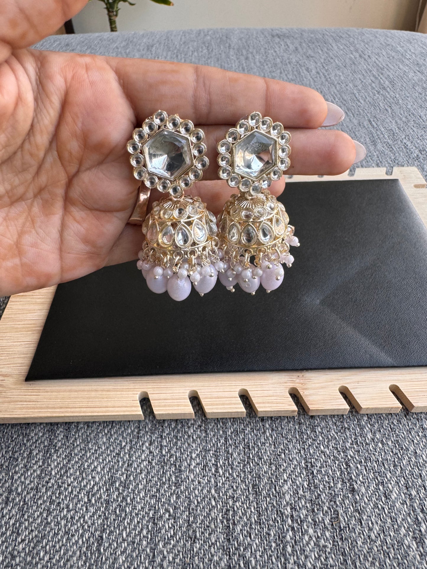 The Gulab Kundan & White Jhumkas