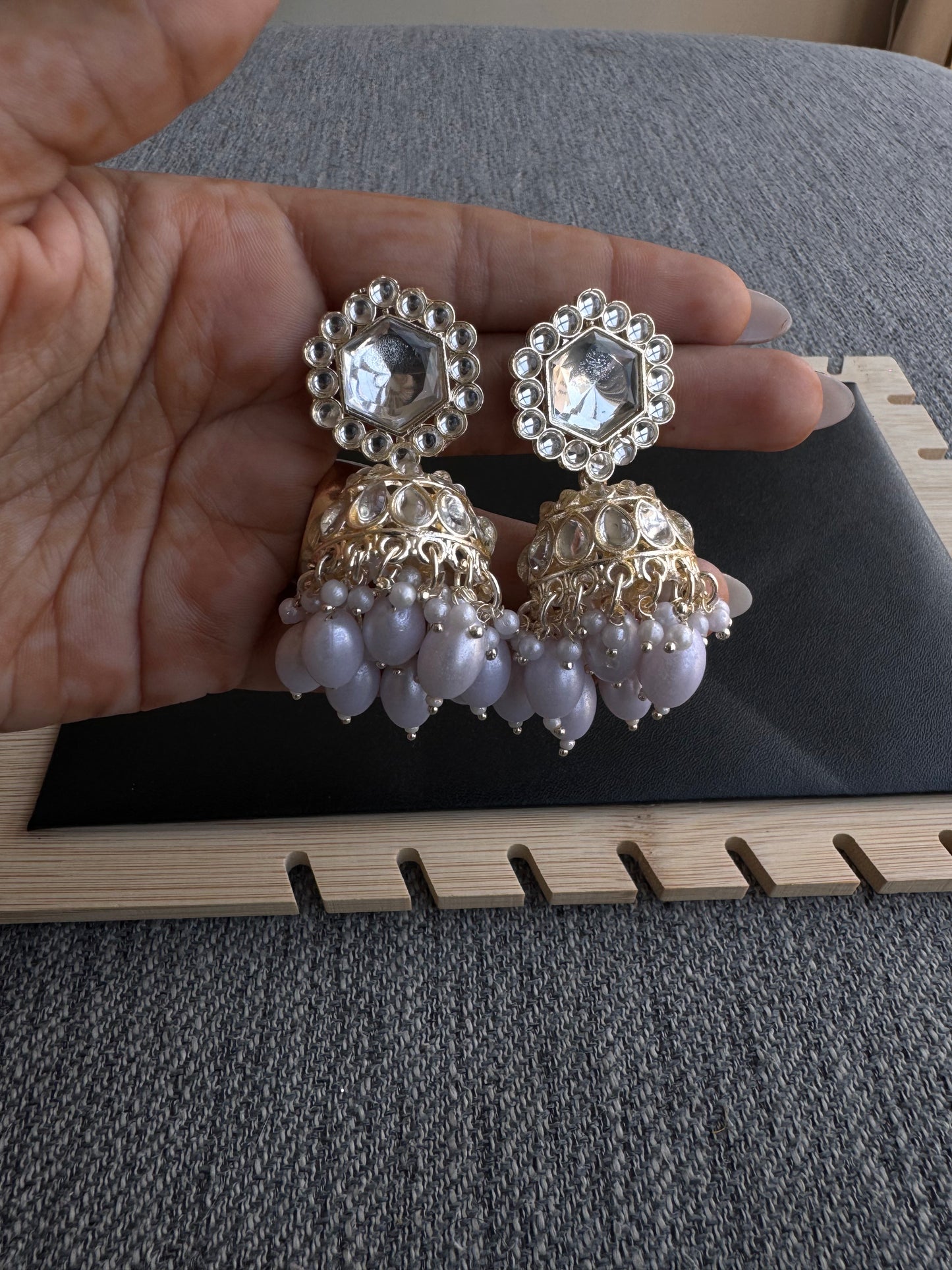 The Gulab Kundan & White Jhumkas