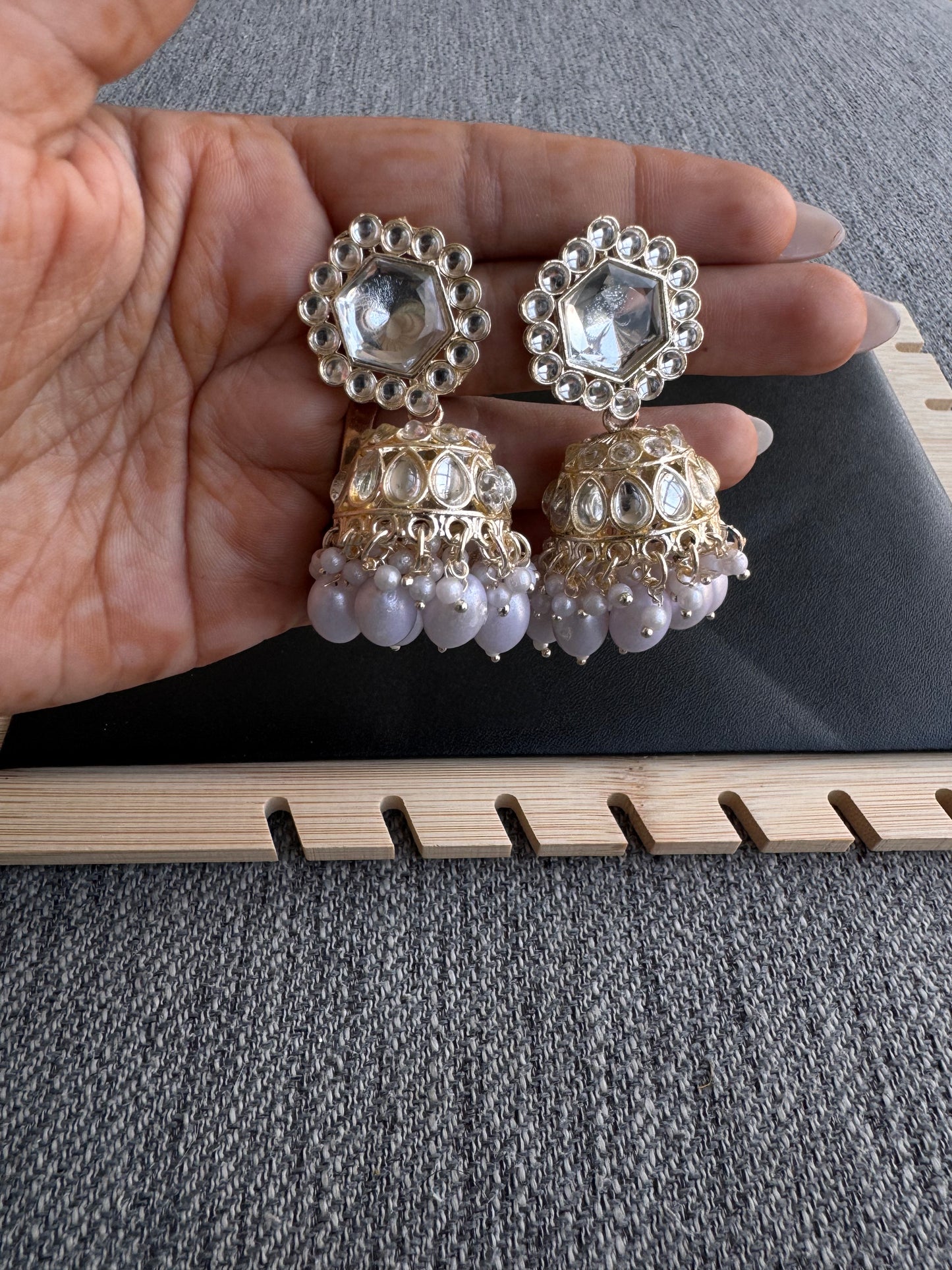 The Gulab Kundan & White Jhumkas
