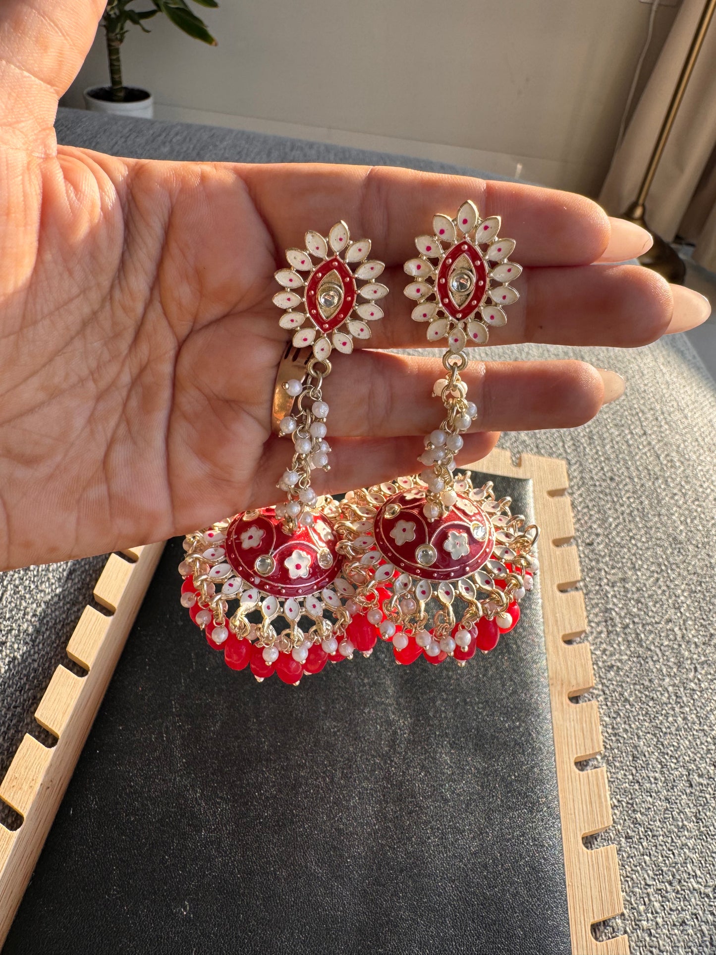 The Rati Ruby Minakari Drape Jhumkas
