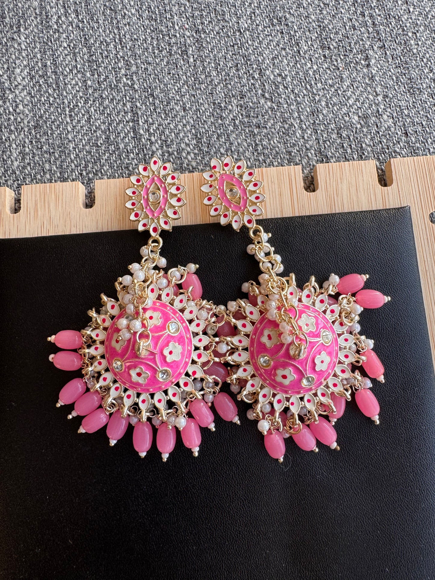 The Gulabi Meenakari Drape Jhumkas
