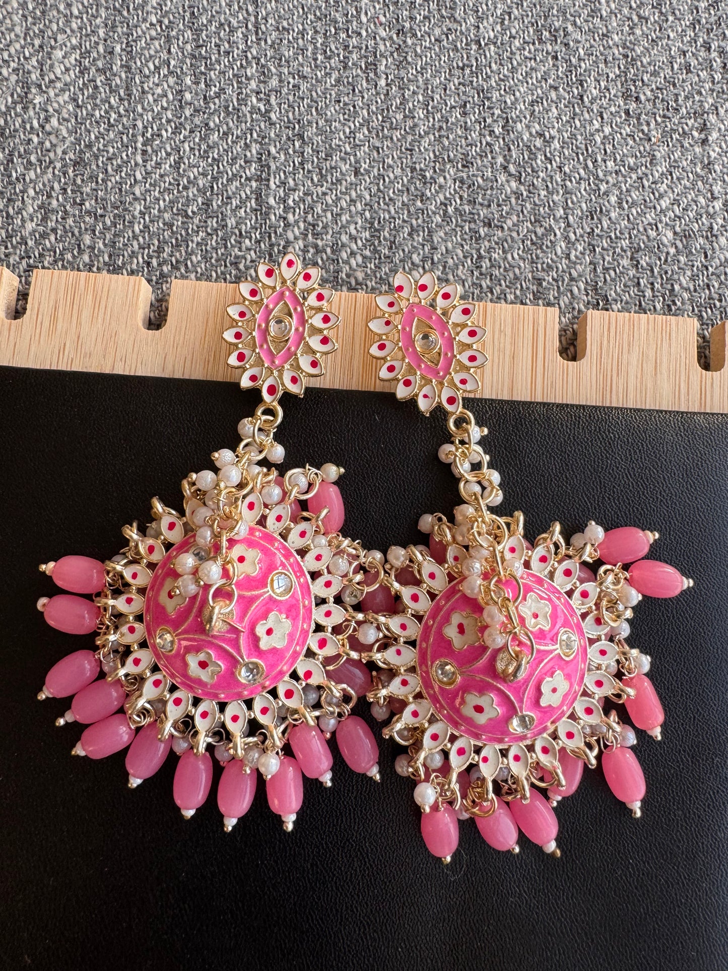 The Gulabi Meenakari Drape Jhumkas