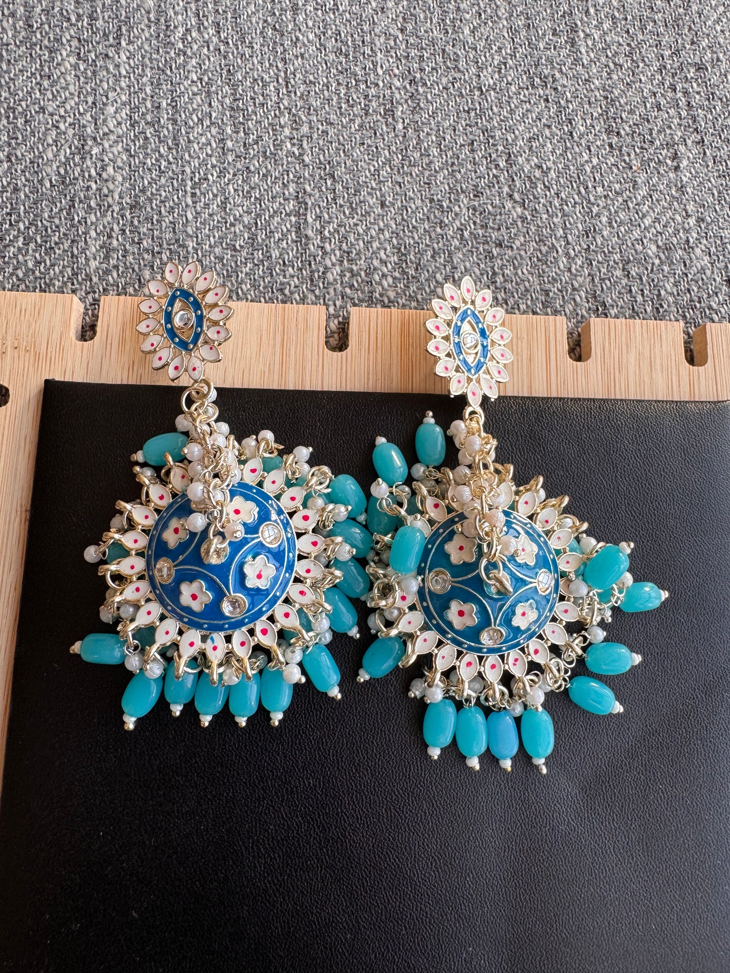 The Moroccan Blue Minakari Drape Jhumkas
