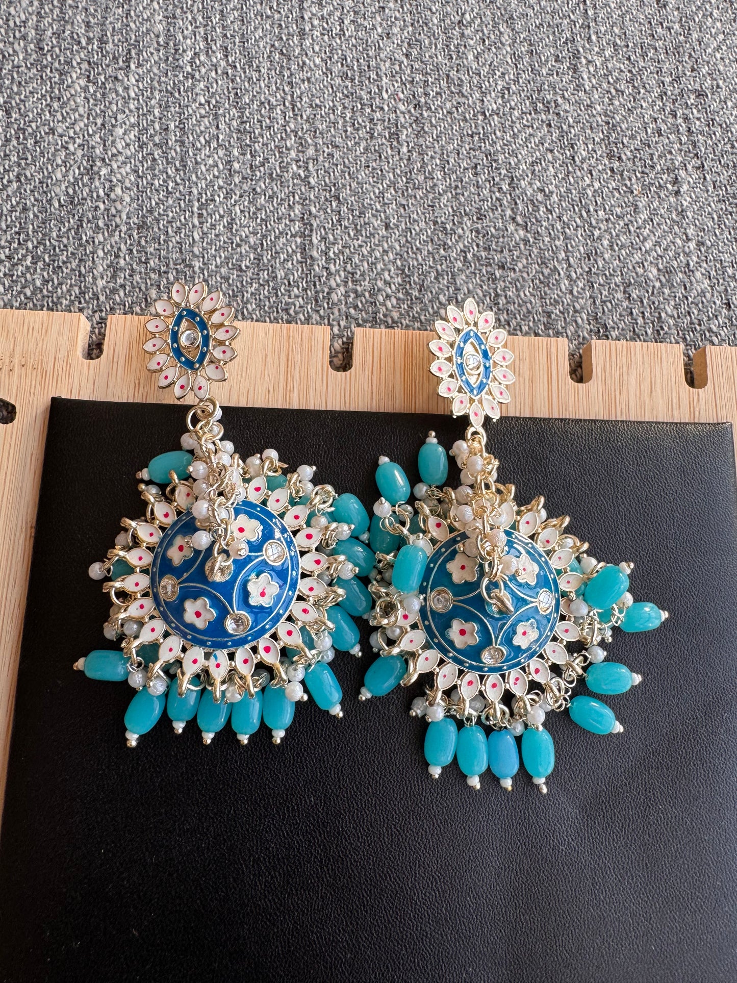 The Moroccan Blue Minakari Drape Jhumkas
