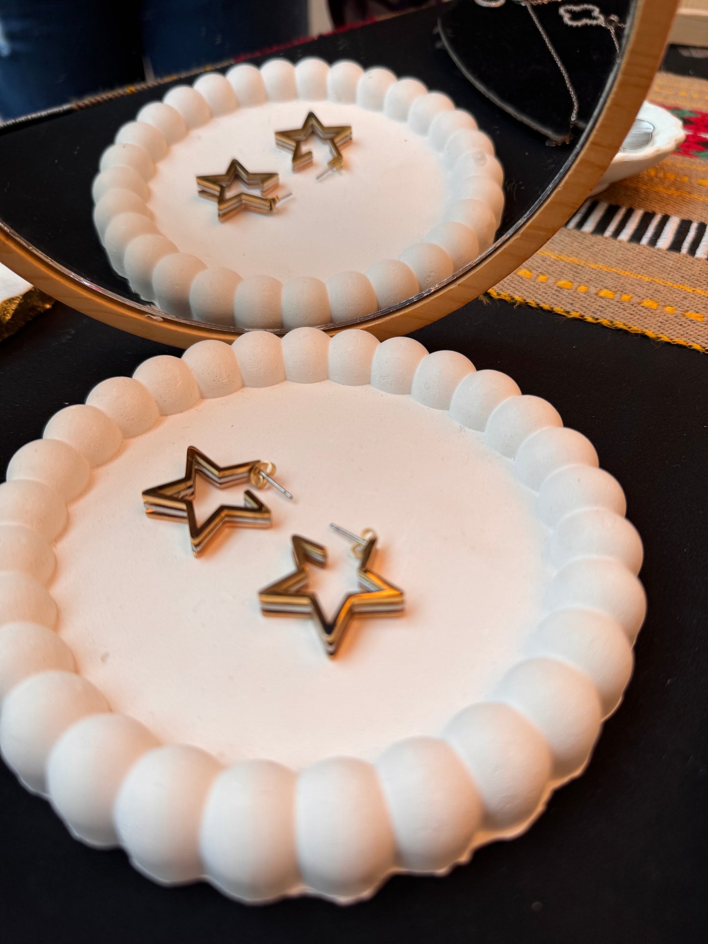 Hollow Star Golden - Silver Statement Hoops
