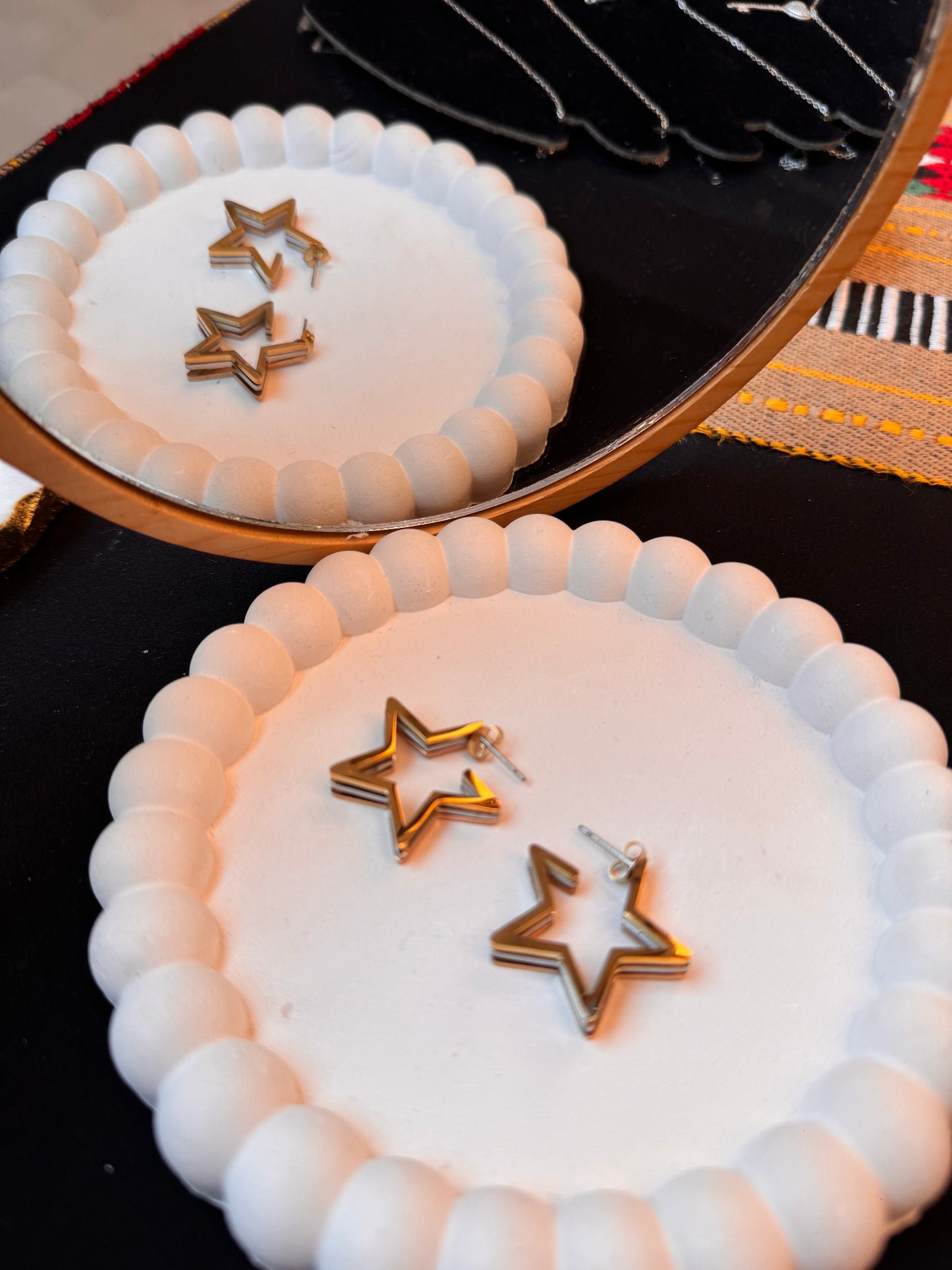 Hollow Star Golden - Silver Statement Hoops