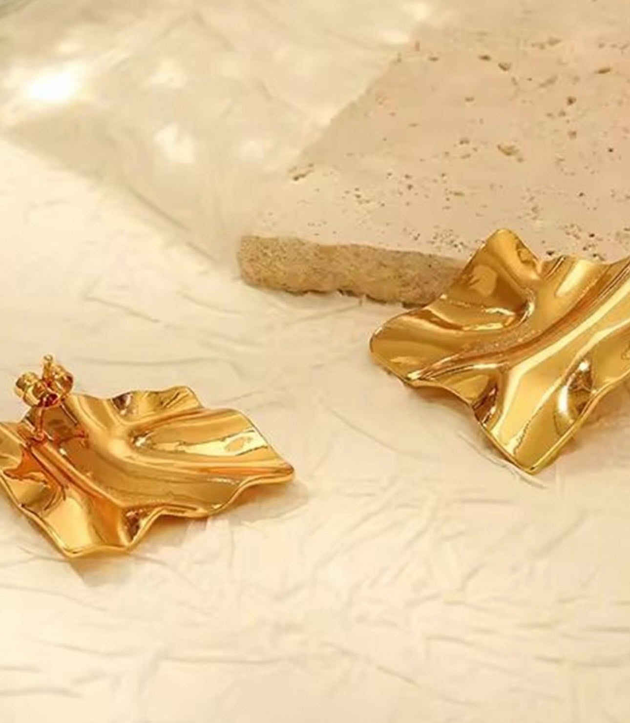 Molten Gold Abstract Stud Earrings