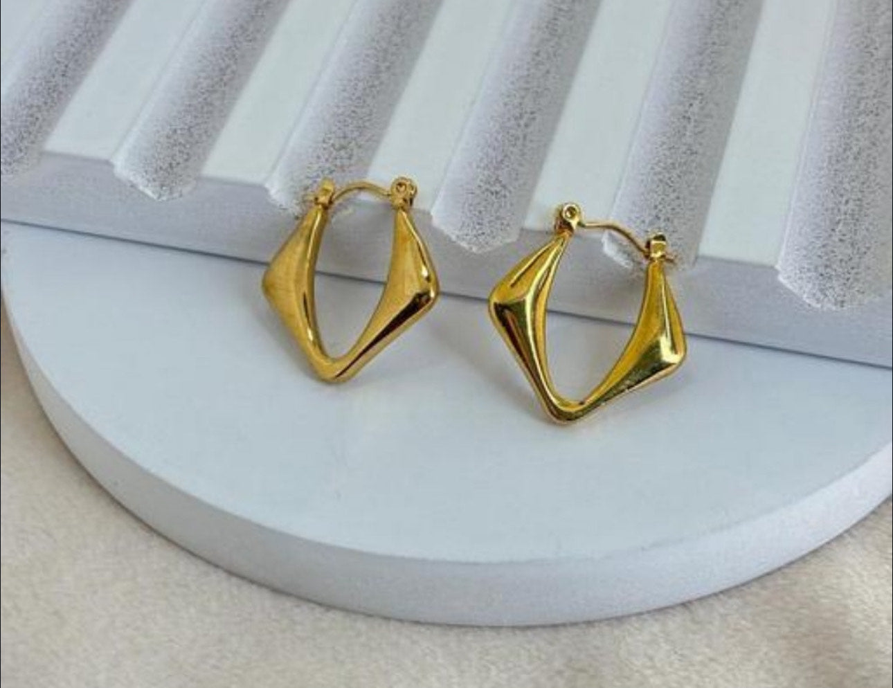 Sculpted Geo Gold Hoops