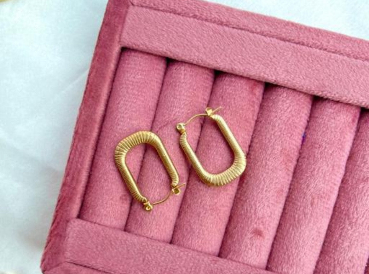 Textured U-Bar Gold Hoops