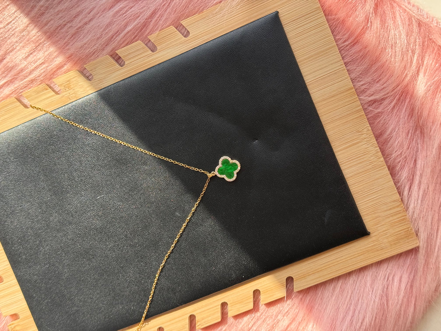 Emerald Clover Charm Necklace