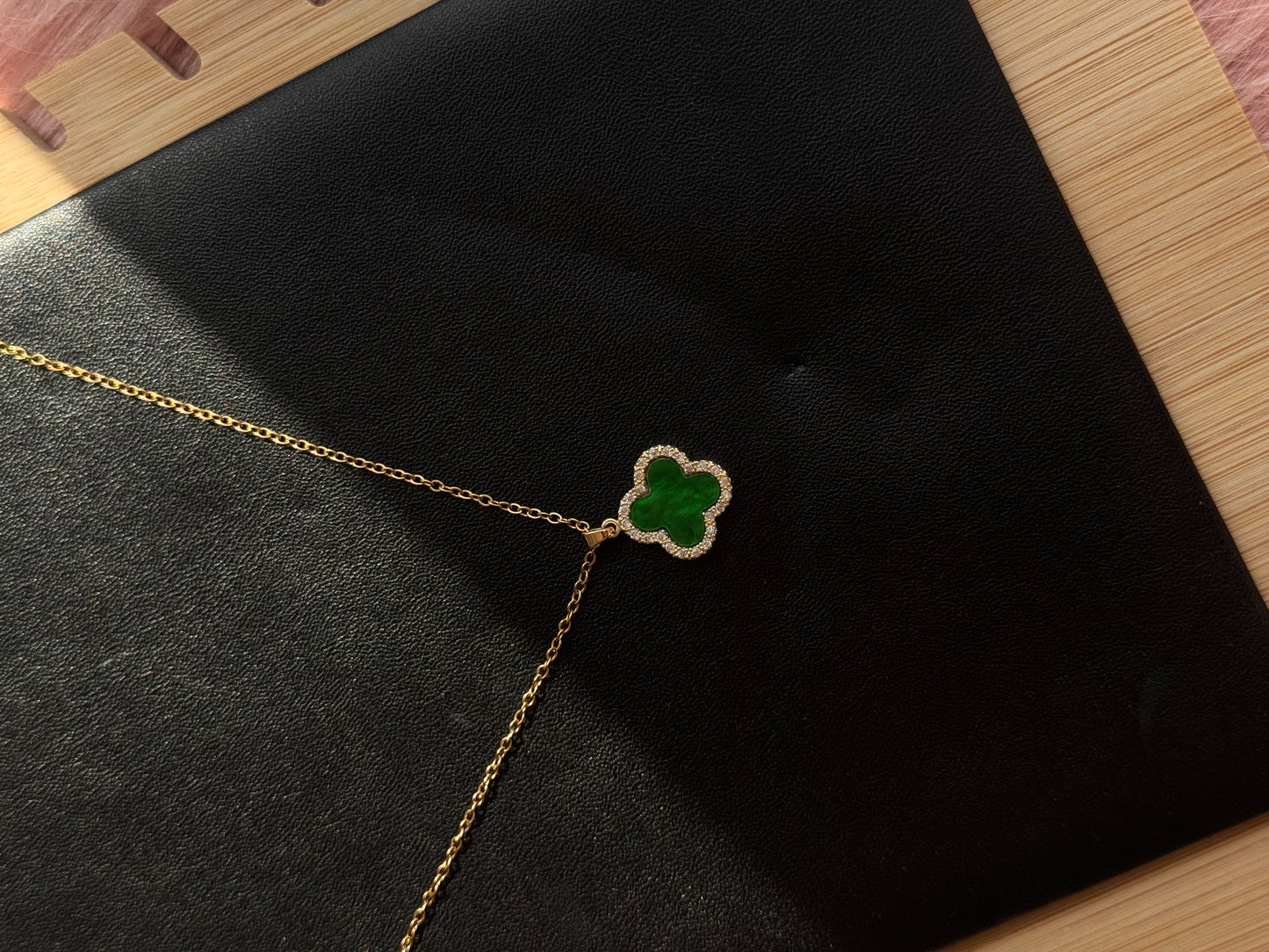 Emerald Clover Charm Necklace