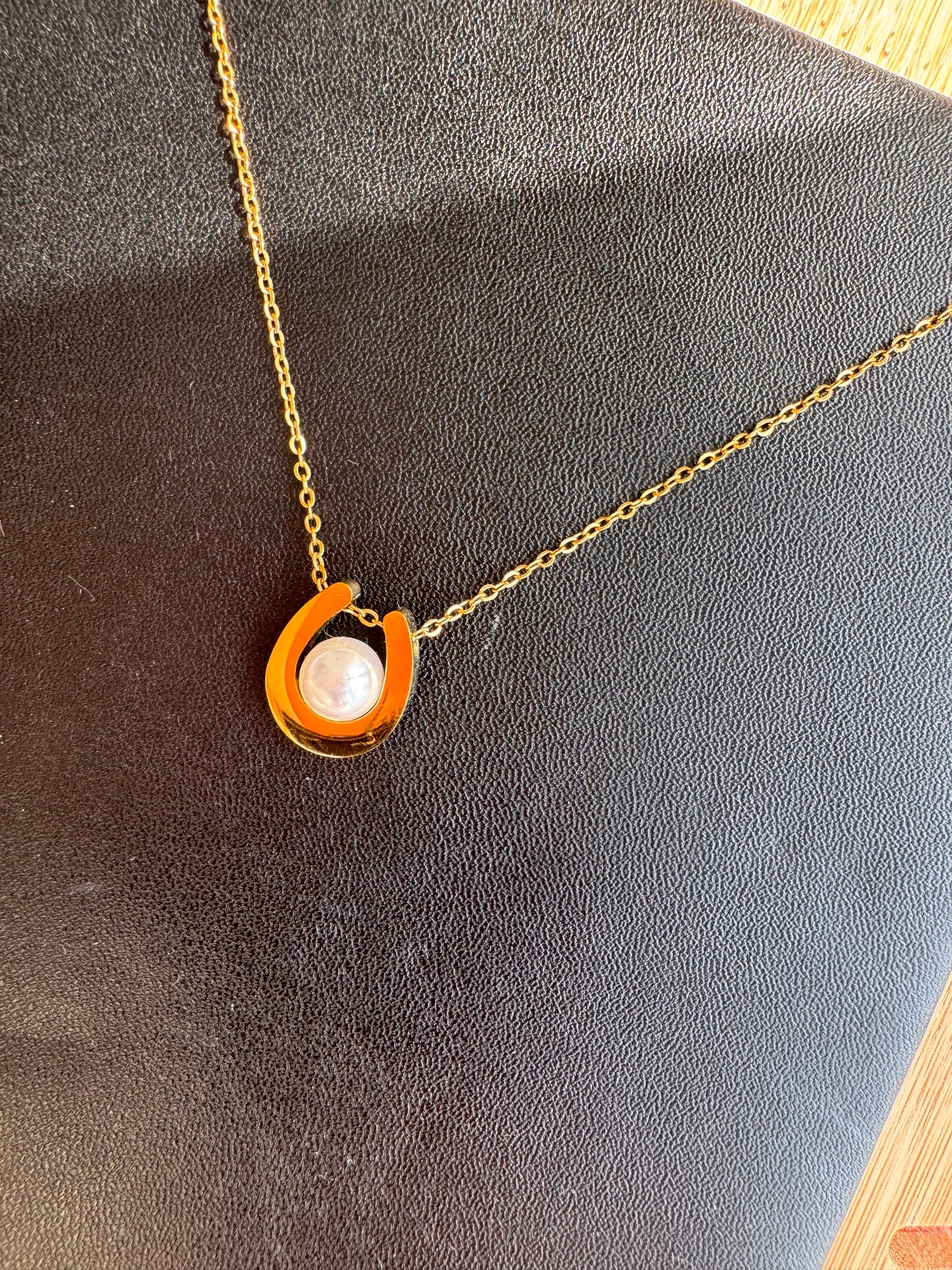 Golden Orbit Pearl Necklace