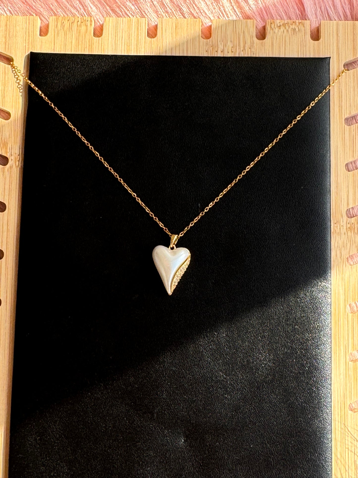 Sculpted Heart Drop Necklace