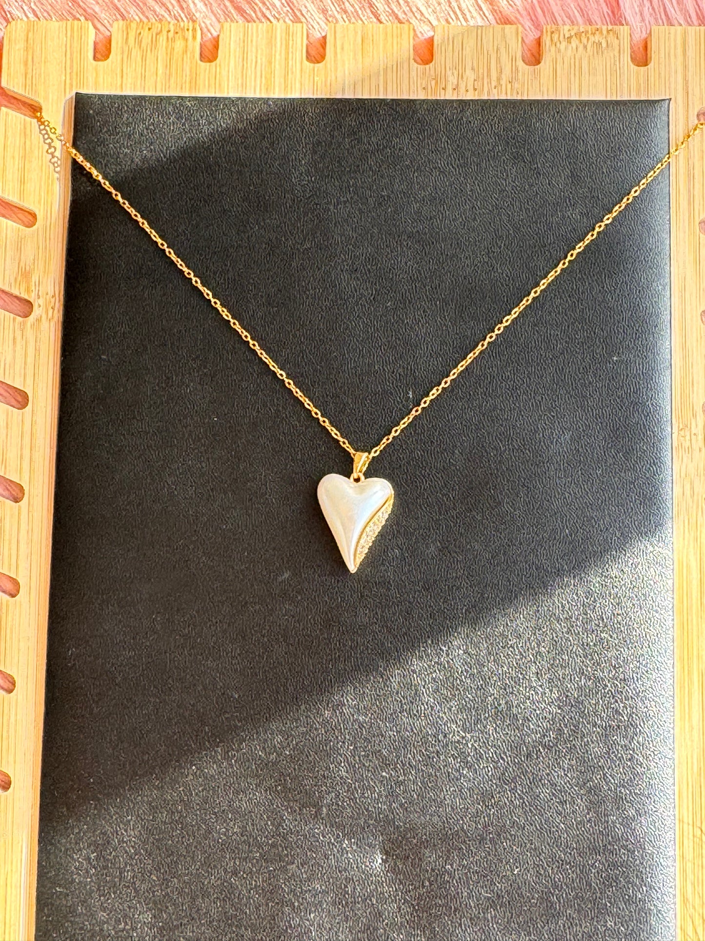 Sculpted Heart Drop Necklace