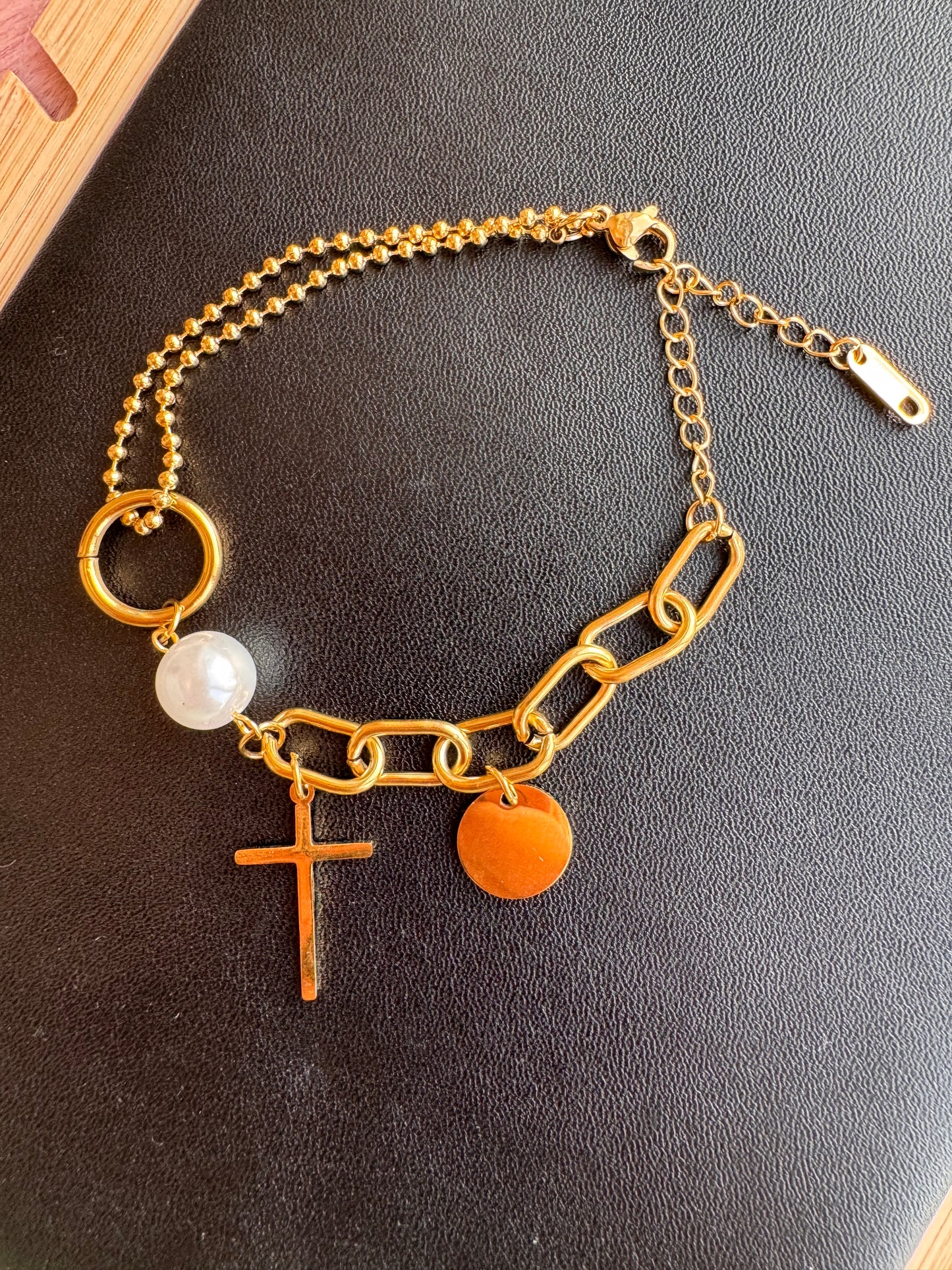Chunky Cross Charm Bracelet