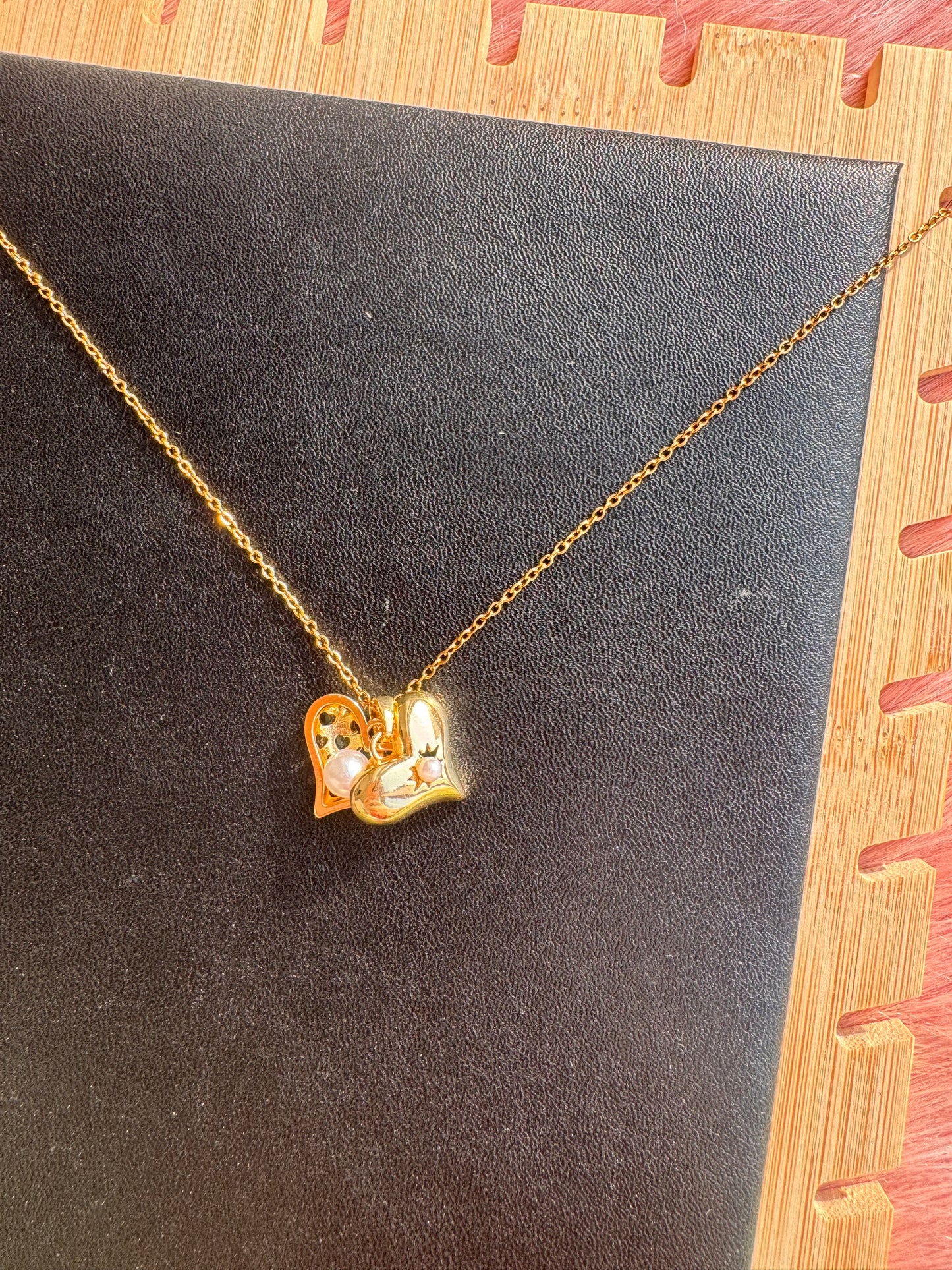 Golden Heart Charm Necklace – Crystal Center