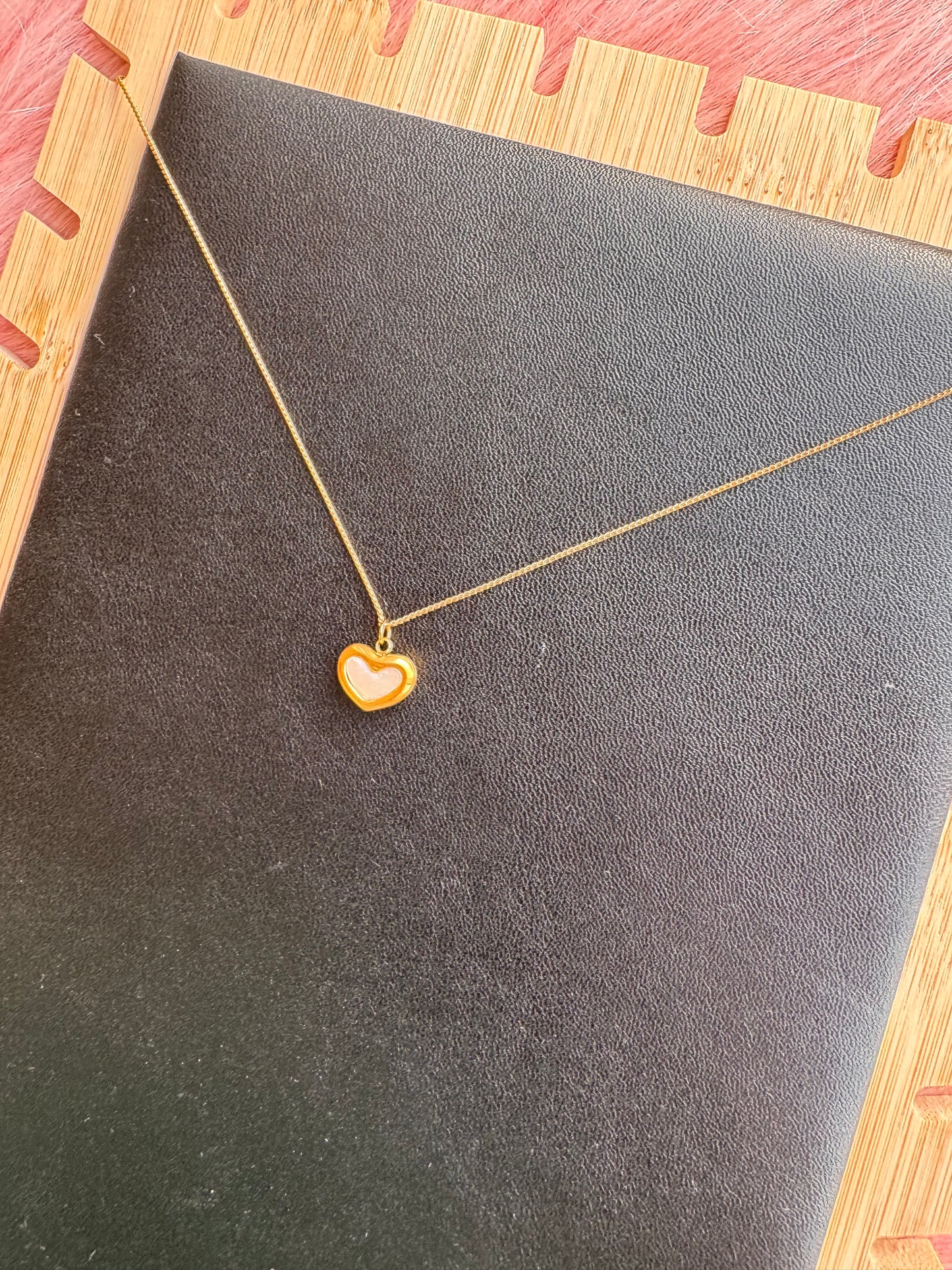 Mini Heart Enamel Pendant Necklace – White