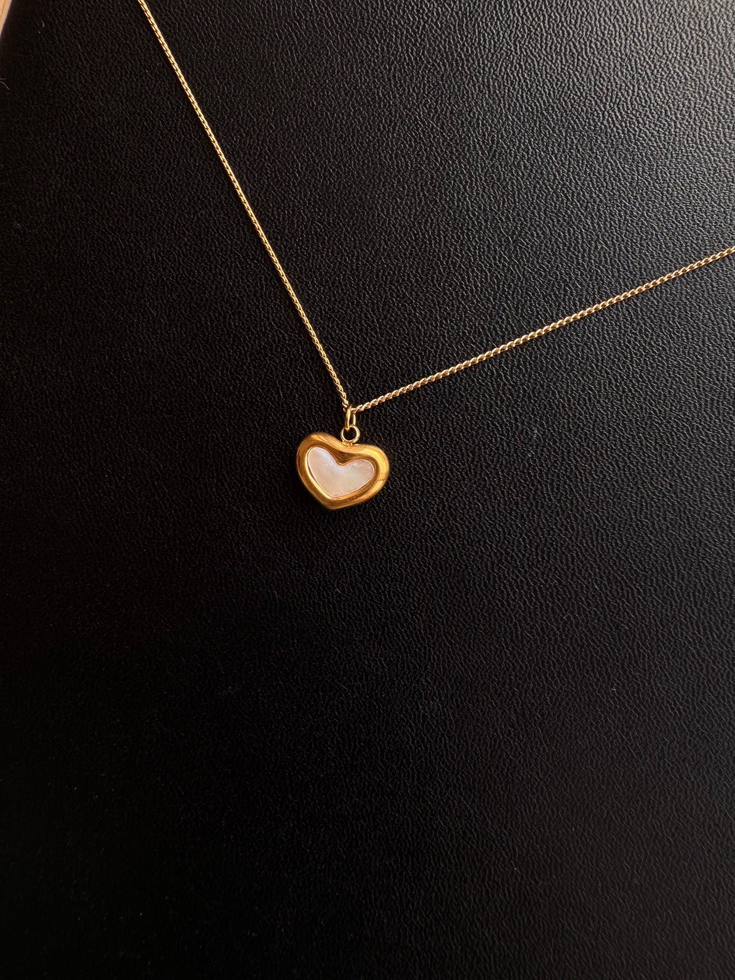 Mini Heart Enamel Pendant Necklace – White