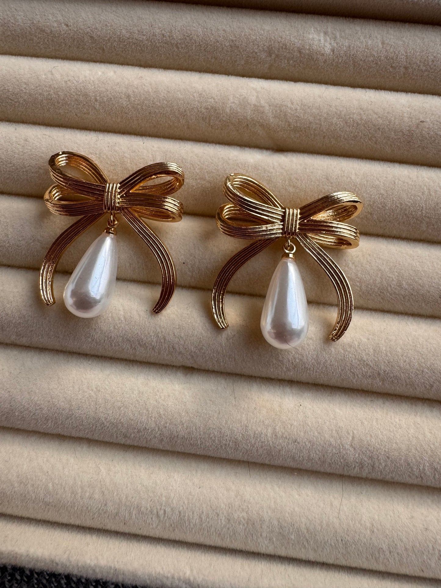 Bow & Pearl Drop Earrings