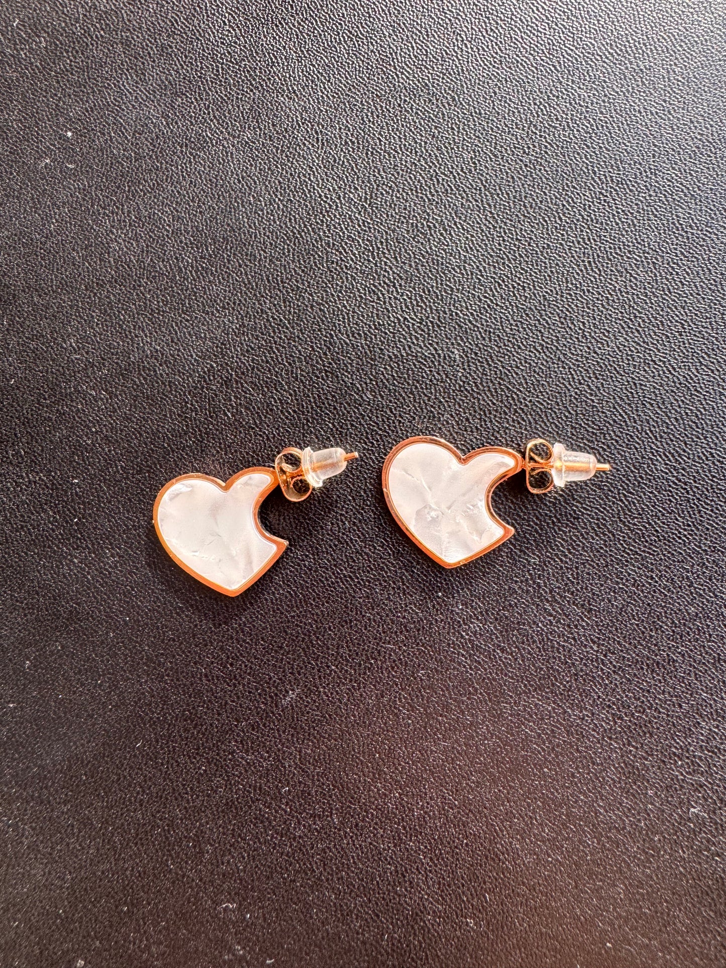 Frosted Heart Studs