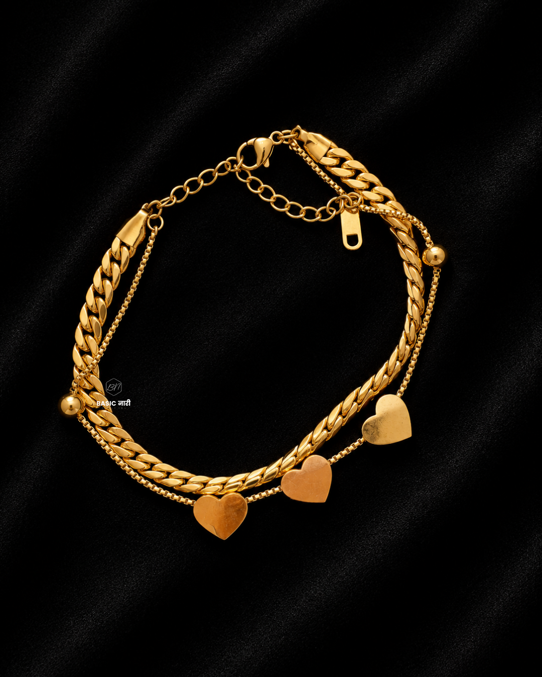 The Layered Heart & Curb Chain Bracelet