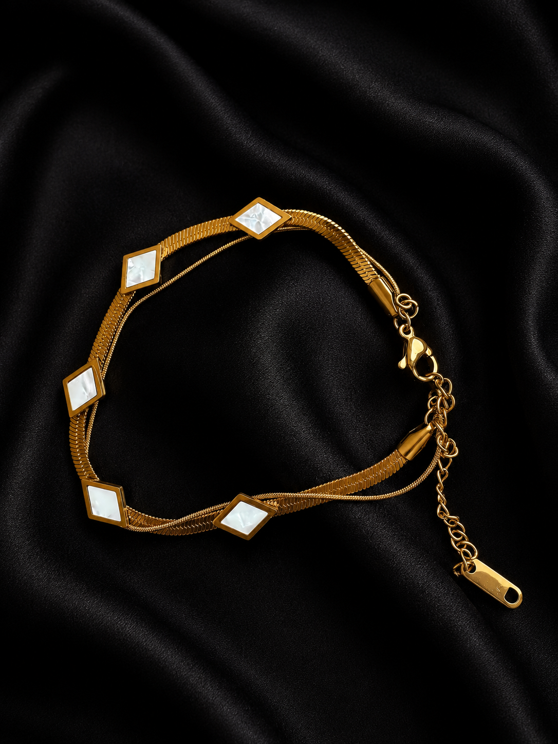 The Geometric Lustre Layered Bracelet