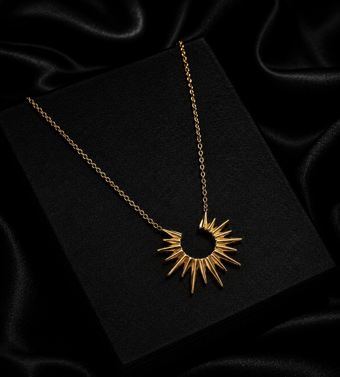 The Sunburst Flare Crescent Necklace