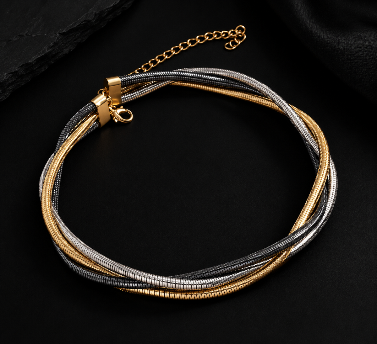 Mixed-Metal Twisted Collar Necklace