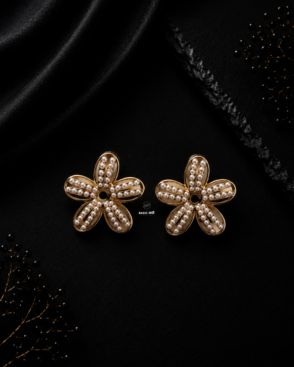 The Pearl Floral Stud Earrings