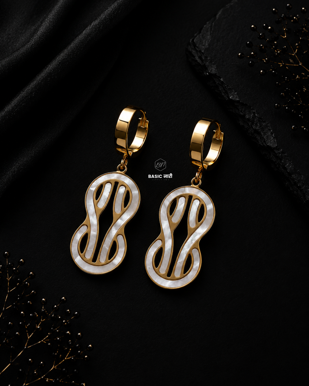 The Shell Drop Huggie Earrings