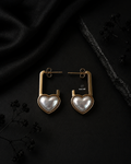 The Pearl-Lustre Padlock Heart Earrings