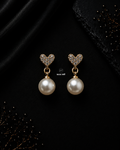 Heart & Pearl Drop Earrings