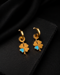 The Lucky Turquoise Four-Leaf Clover Drop Hoops
