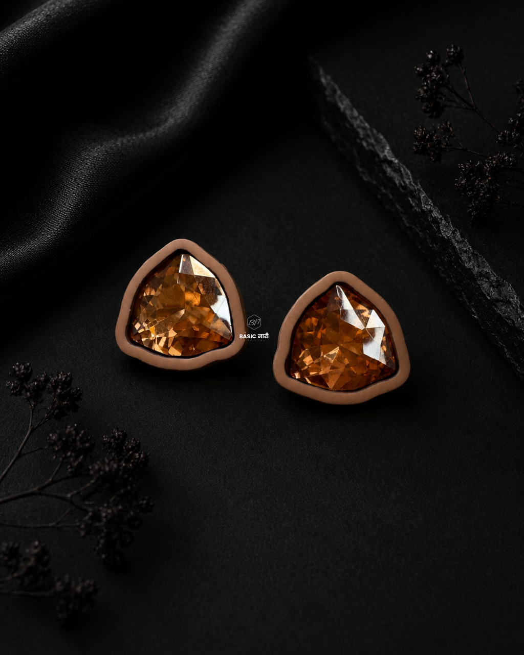 The Amber Prism Studs