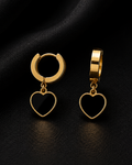 The Noir Enamel Heart Drop Huggies