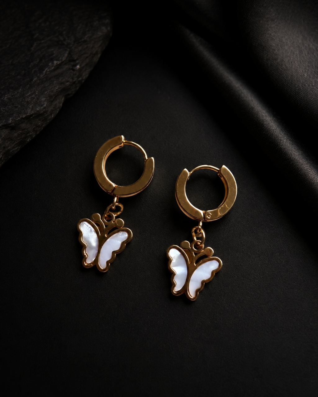 The Butterfly Charm Gold Huggies