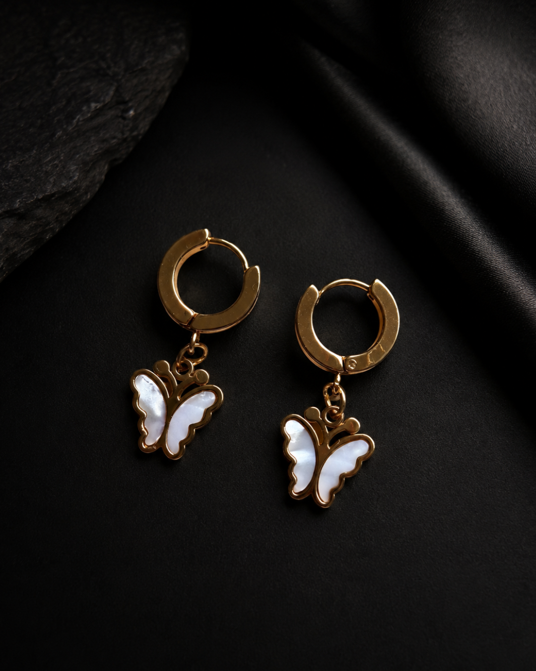 The Butterfly Charm Gold Huggies