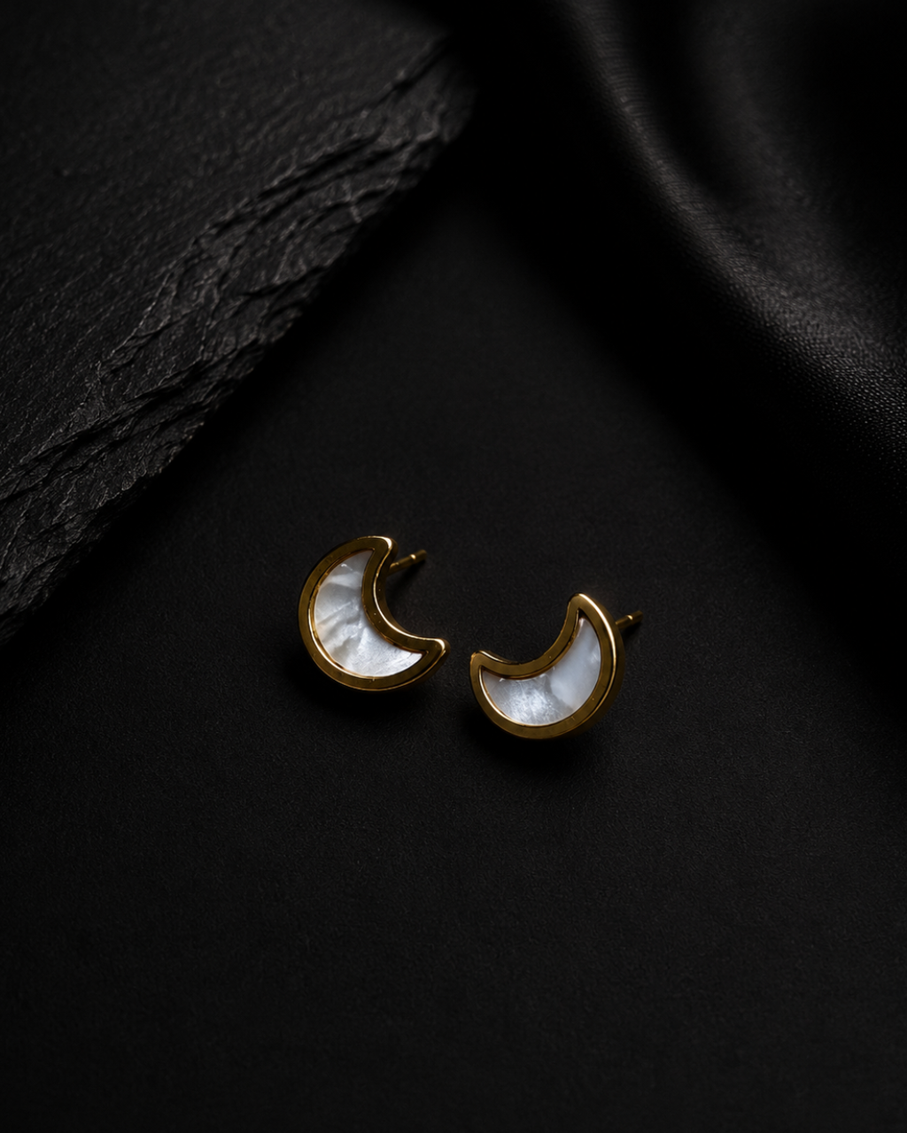 The Mother-of-Pearl Crescent Moon Studs