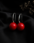 Scarlet Orb Silver Drop Earrings