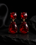 Crimson Ruby Teardrop Crystal Earrings